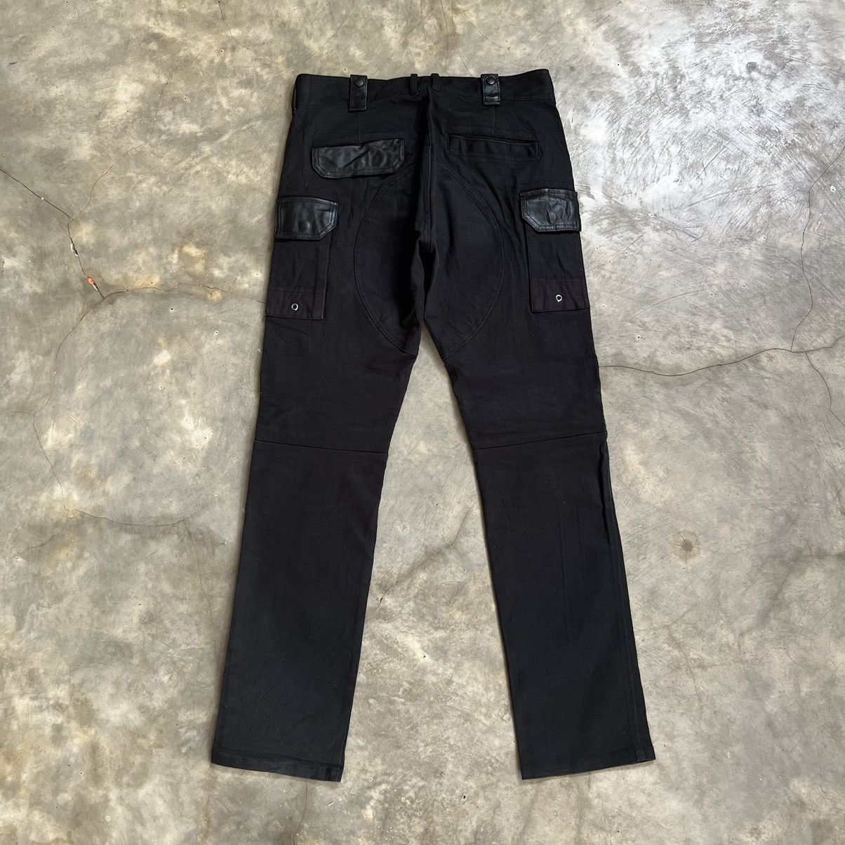 If Six Was Nine P.D.W Riders Demin Leather Cargo Pants Size US 33 - 2 Thumbnail
