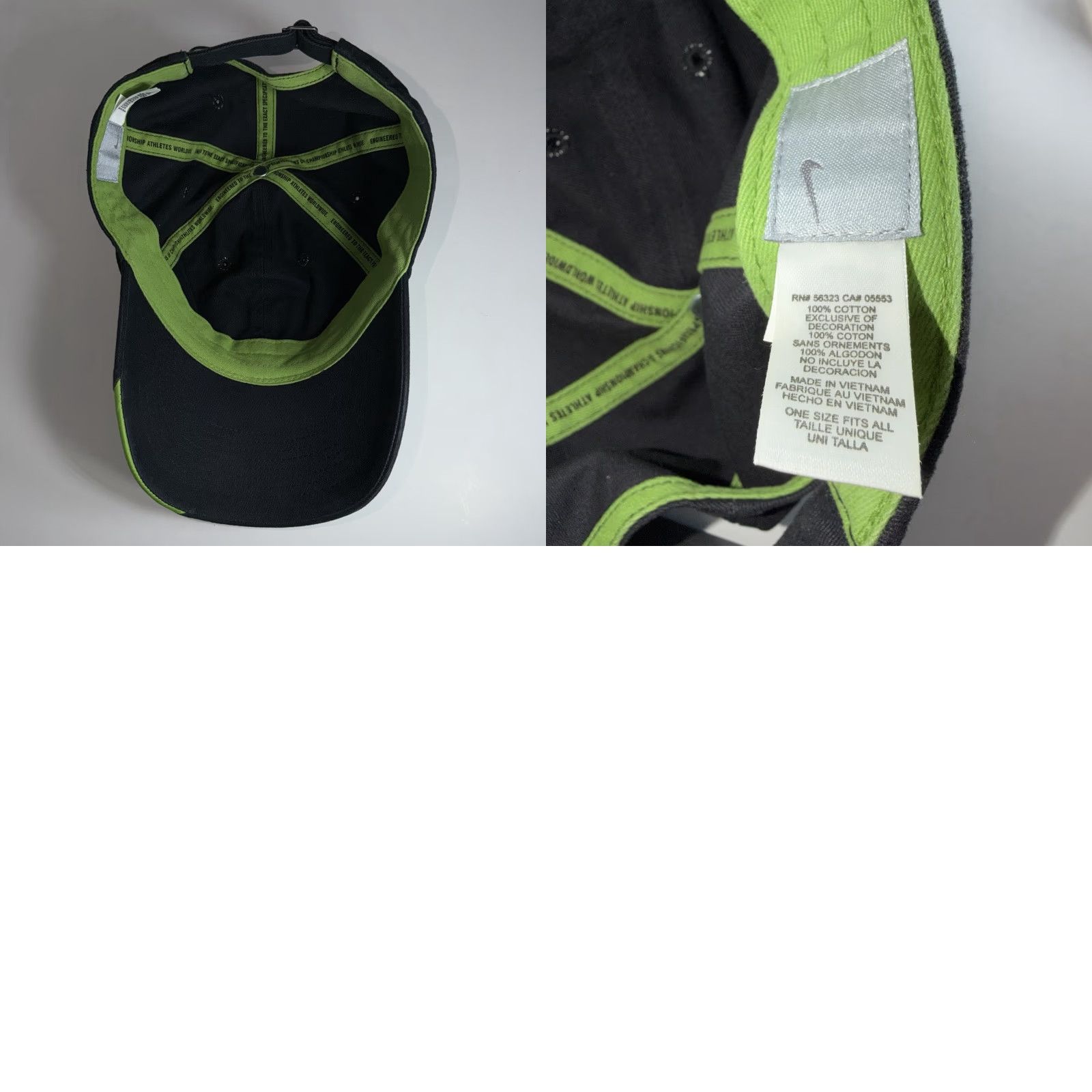 Nike VINTAGE Nike Soccer Strapback Hat Cap Spellout Swoosh Adjustable Y2K Black Green Mens One Size Black Nike Hat Size ONE SIZE - 8 Thumbnail