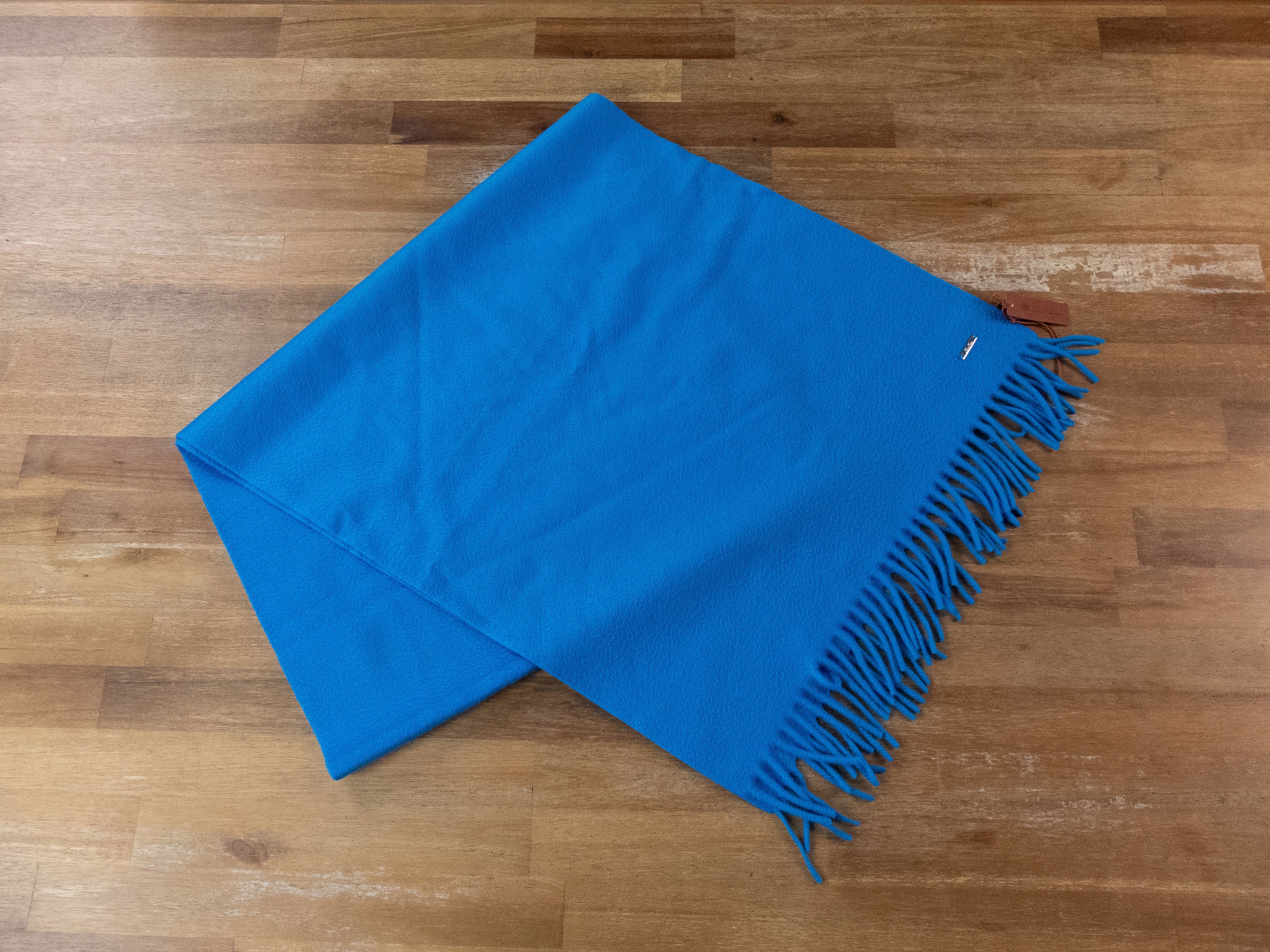 Loro Piana LORO PIANA solid blue knit pure cashmere scarf knitted Italy Size ONE SIZE - 1 Thumbnail