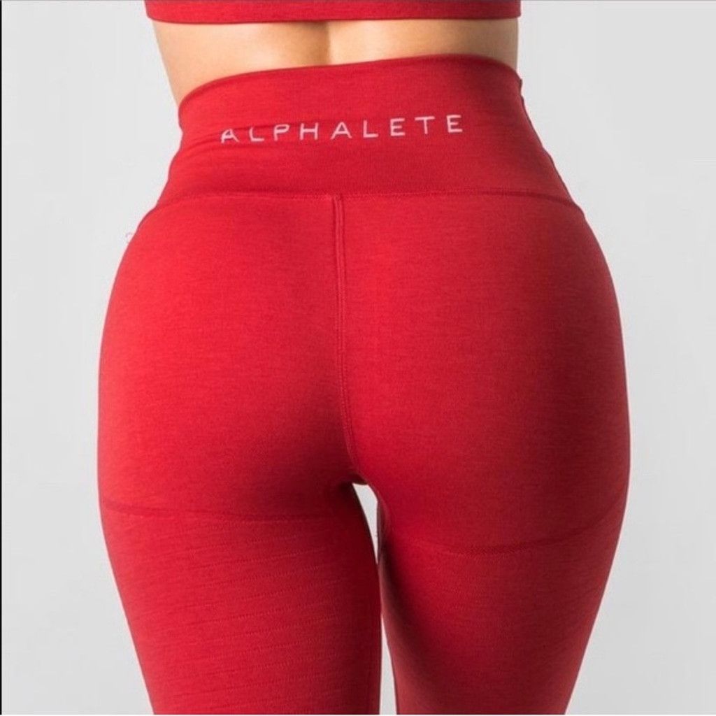 Alphalete Athletics NWOT ALPHALETE OG Revival high rise red workout leggings Sm Size 26" / US 2 / IT 38 - 2 Thumbnail