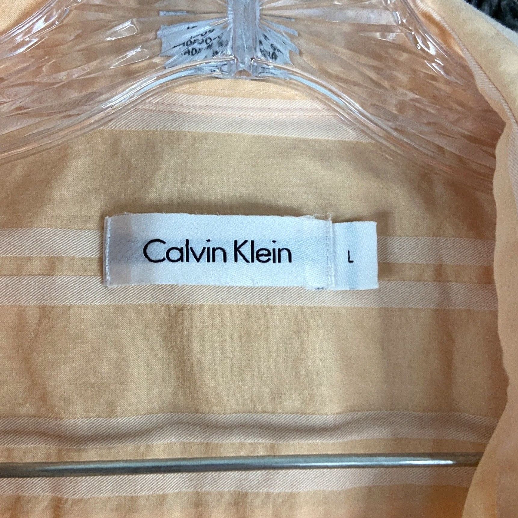 Calvin Klein VINTAGE Calvin Klein Shirt L Orange Stripe Button-Up Short Sleeve Men’s L Size US 33 - 6 Thumbnail