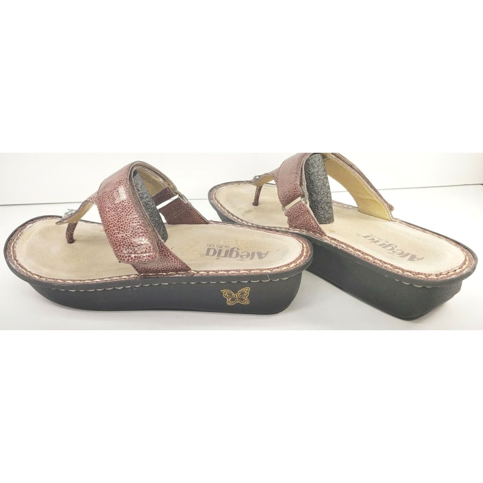 Vintage Alegria Brown Leather Thong Wedge Sandals Women's Sz 40 / 9-9.5 CAR-242 Size US 9.5 / IT 39.5 - 6 Thumbnail