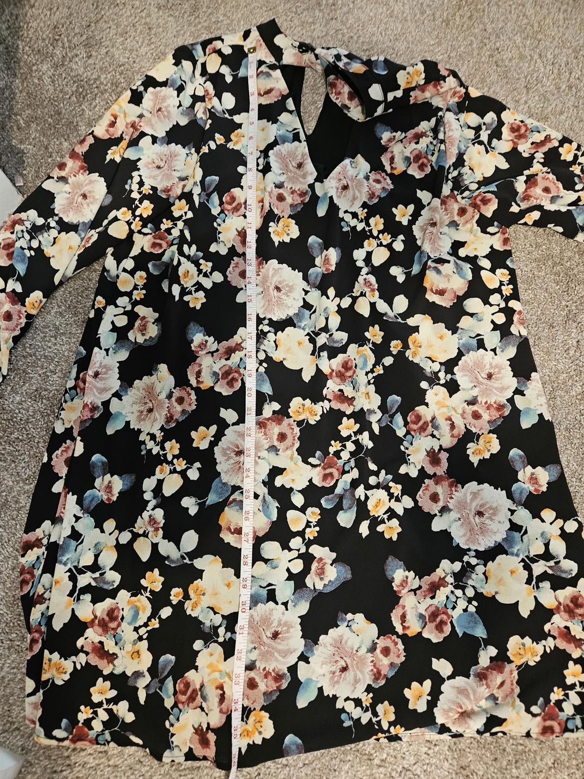Designer Bobeau Floral Print Long Sleeve Dress Size XL / US 12-14 / IT 48-50 - 7 Thumbnail