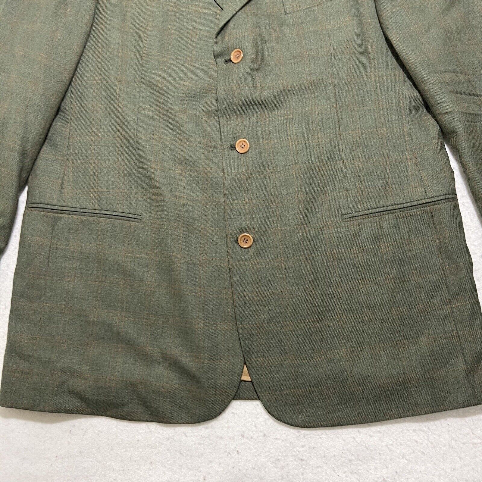Other Cavelli Wool Windowpane Green Suit Jacket Carlanda Italy Size 46L - 3 Thumbnail
