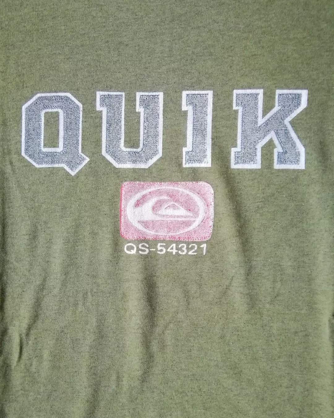 Quiksilver × Vintage Vintage Quiksilver Faded Green Trashed Skate Surf Tees Size US L / EU 52-54 / 3 - 2 Thumbnail
