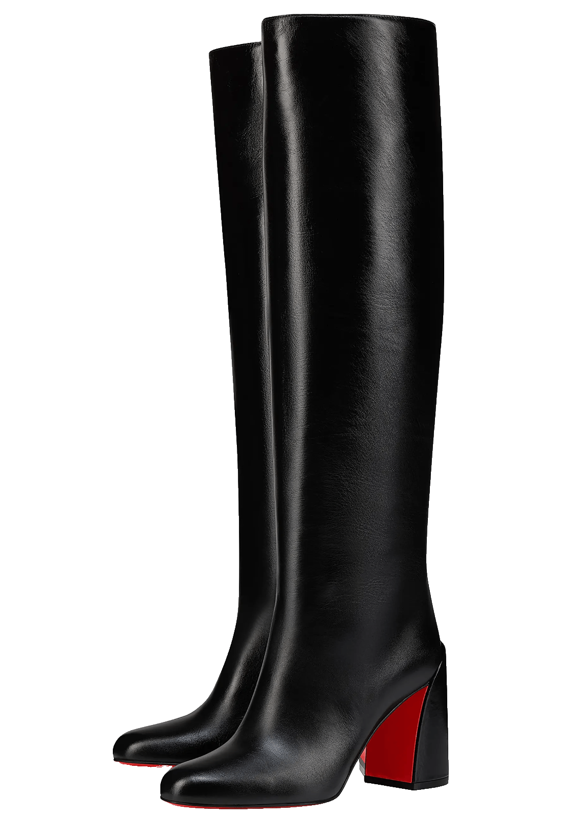 Janitta 85 Black Leather Knee High Block Heel Boot 38.5