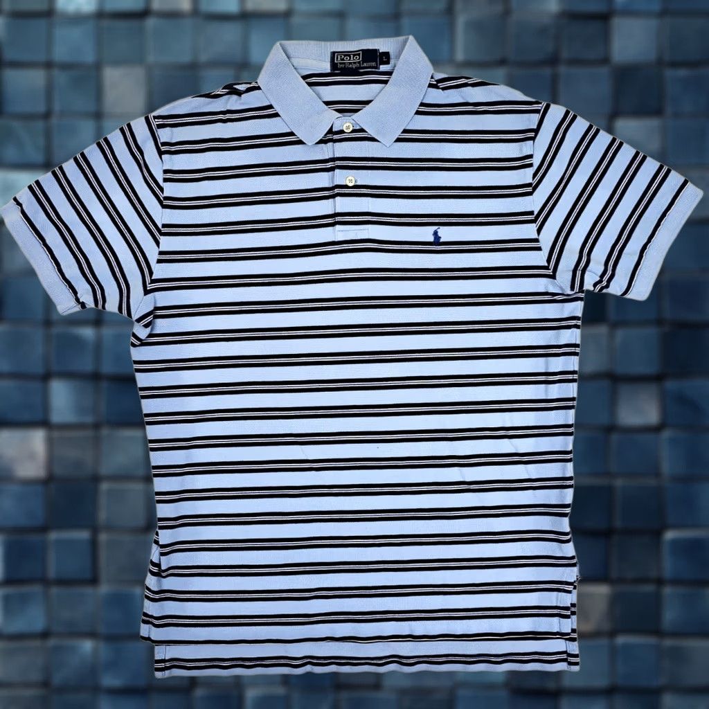 Polo Ralph Lauren VINTAGE Polo Ralph Lauren Polo Shirt Men L Blue Striped Embroidered Pony Polo Shirt Mens Large 90s Y2K Modern Classic Size US L / EU 52-54 / 3 - 1 Thumbnail