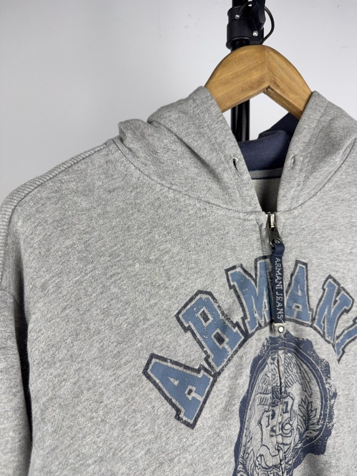 Giorgio Armani Luxury Armani Jeans AJ Faded Zip Hoodie Y2K Logo Sweatshirt Size US M / EU 48-50 / 2 - 2 Thumbnail