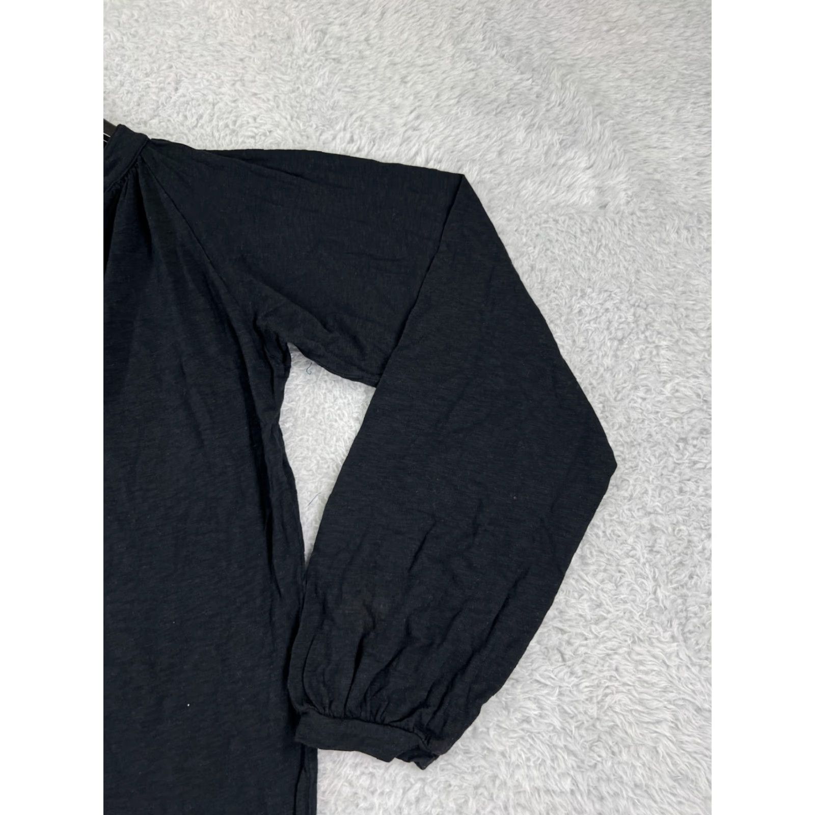 Vintage LA Made Shirt Women Small Black Long Sleeve V-Neck Cotton Blend Jersey T-Shirt Casual Womens Size S / US 4 / IT 40 - 2 Thumbnail