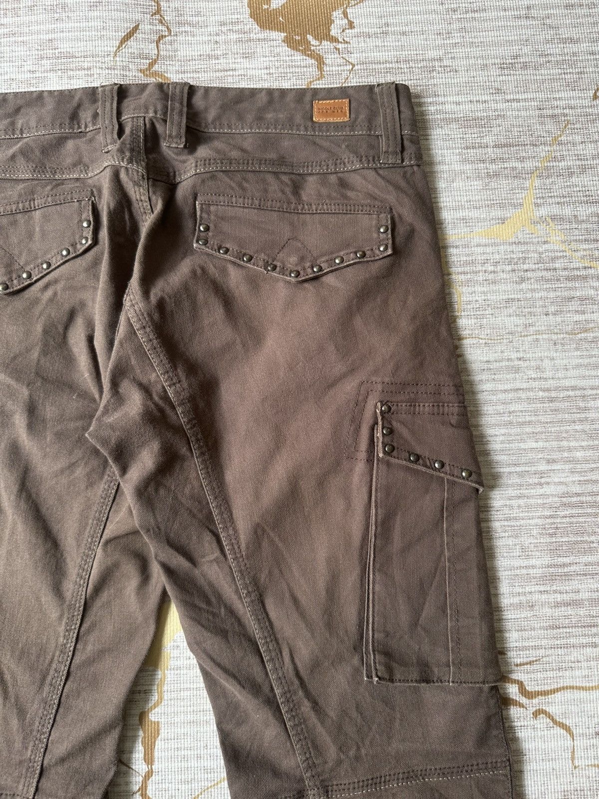Japanese Brand FLARE Nicole Club For Men NCFM Studded Pocket Cargo Pant Size US 33 - 14 Thumbnail