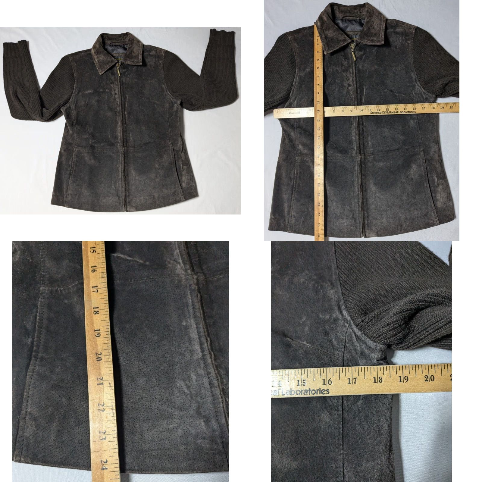 FABI VINTAGE Fabio LEATHER x ACRYLIC SLEEVES Women Medium Brown Mixed Material Jacket Size M / US 6-8 / IT 42-44 - 8 Thumbnail