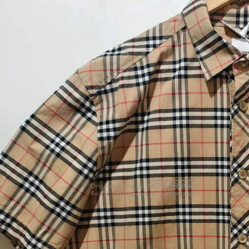 Burberry Burberry Khaki Short Sleeve Cotton Check Shirt. Size US S / EU 44-46 / 1 - 4 Thumbnail
