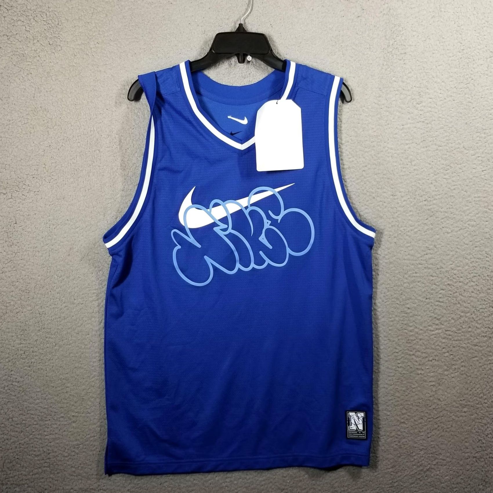 Nike Nike Dri-FIT Basketball Jersey Mens M Blue White Tank Sleeveless Crew Neck Graphic Print Size US M / EU 48-50 / 2 - 2 Thumbnail