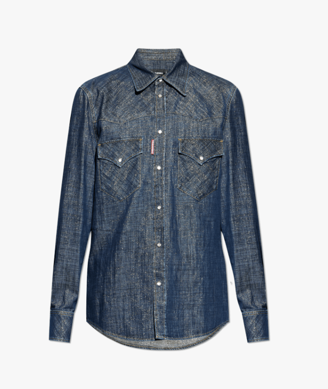 Dsquared2 BNWT AW25 DSQUARED2 LUREX THREAD DENIM SHIRT 48 Size US M / EU 48-50 / 2 - 11 Thumbnail