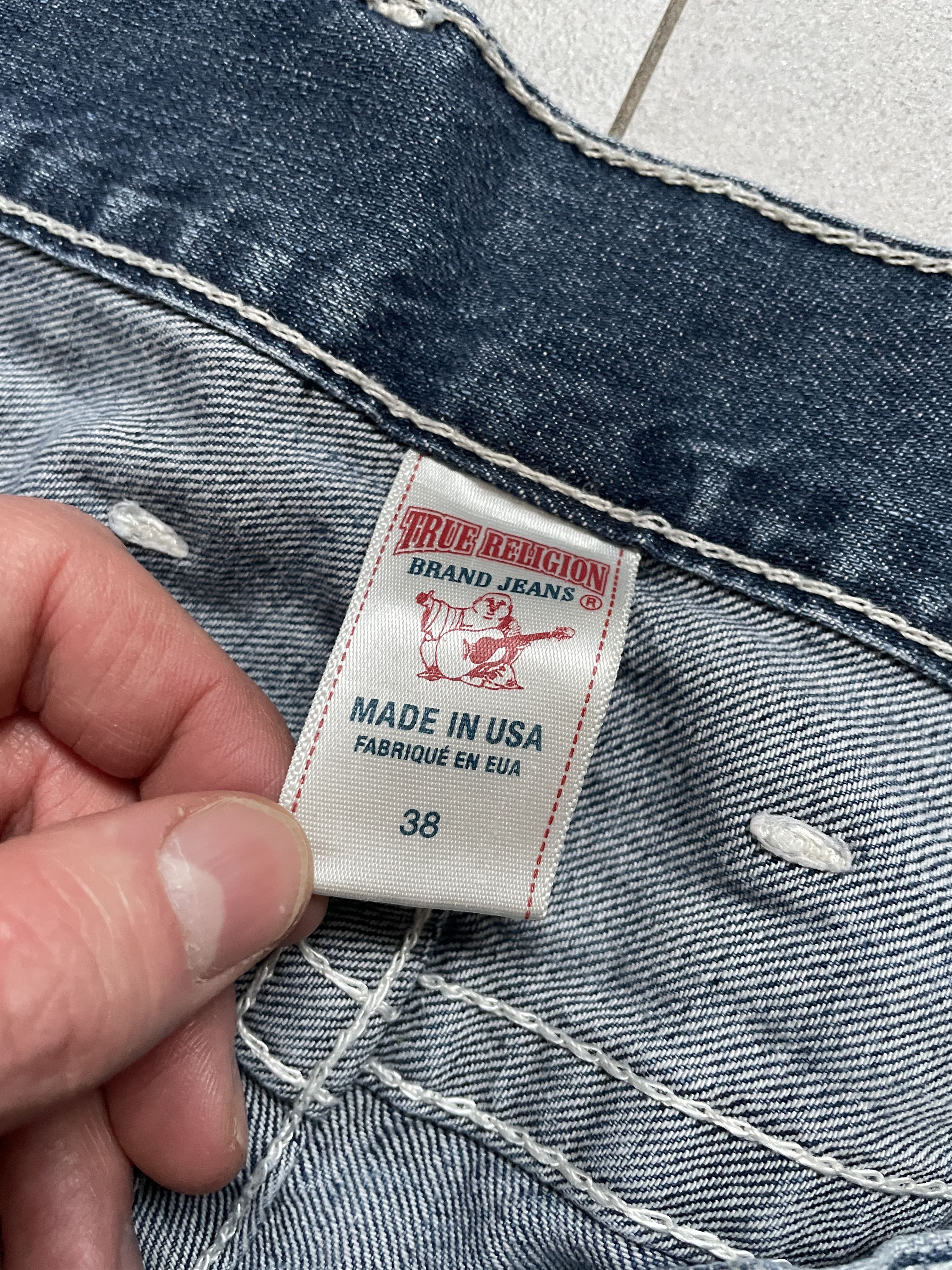 True Religion Y2K TRUE RELIGION STRAIGHT LIGHT BLUE DISTRESSED JEANS Size US 38 / EU 54 - 6 Thumbnail