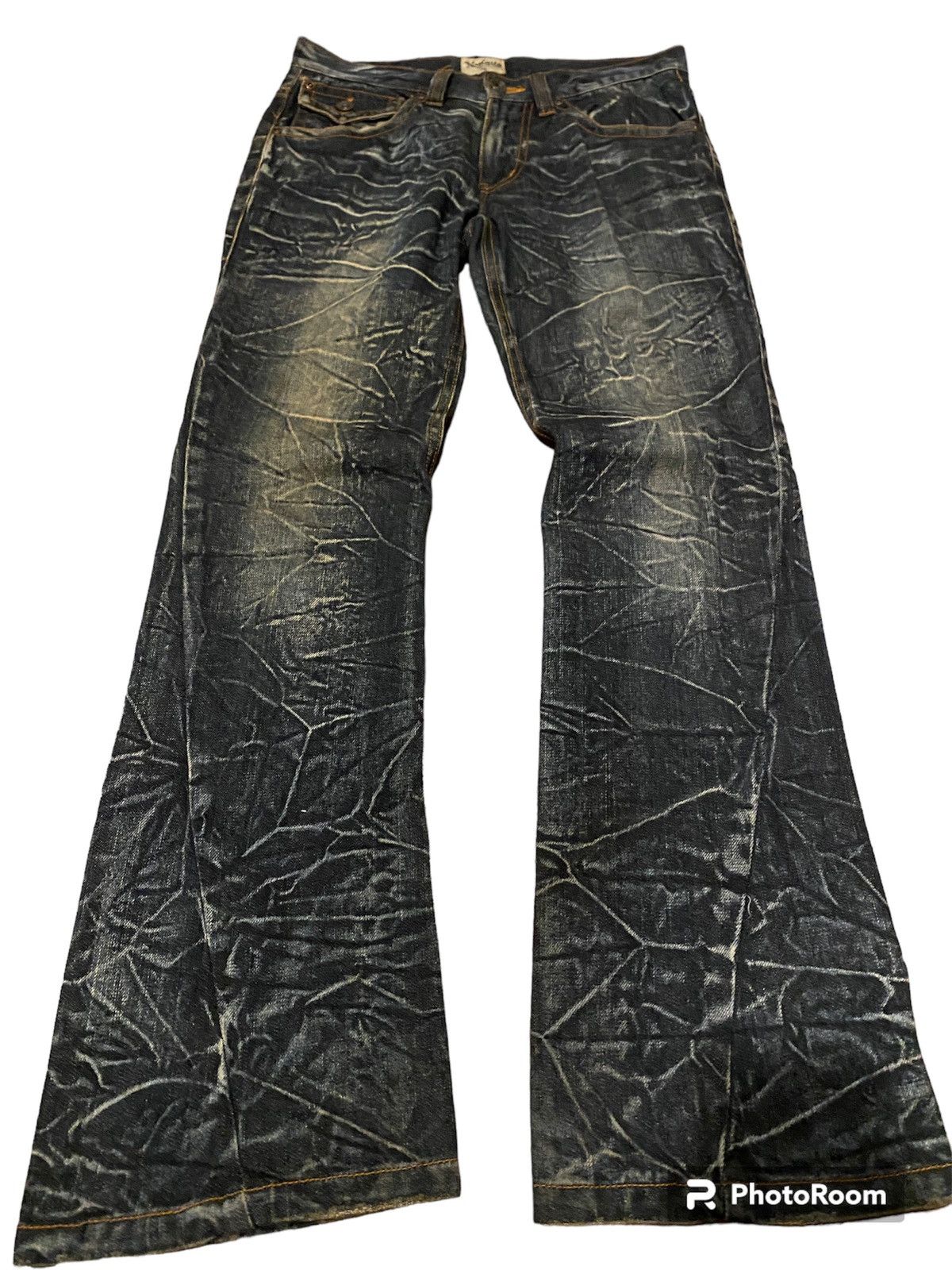 Japanese Brand Flare jeans Nylons Boot cut crazy lightning Size US 31 - 2 Thumbnail
