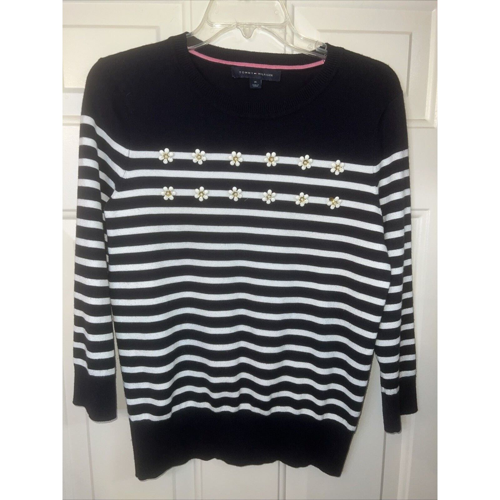 Tommy Hilfiger TOMMY HILFIGER Sweater Women's Medium Navy Striped Crewneck Size M / US 6-8 / IT 42-44 - 1 Thumbnail