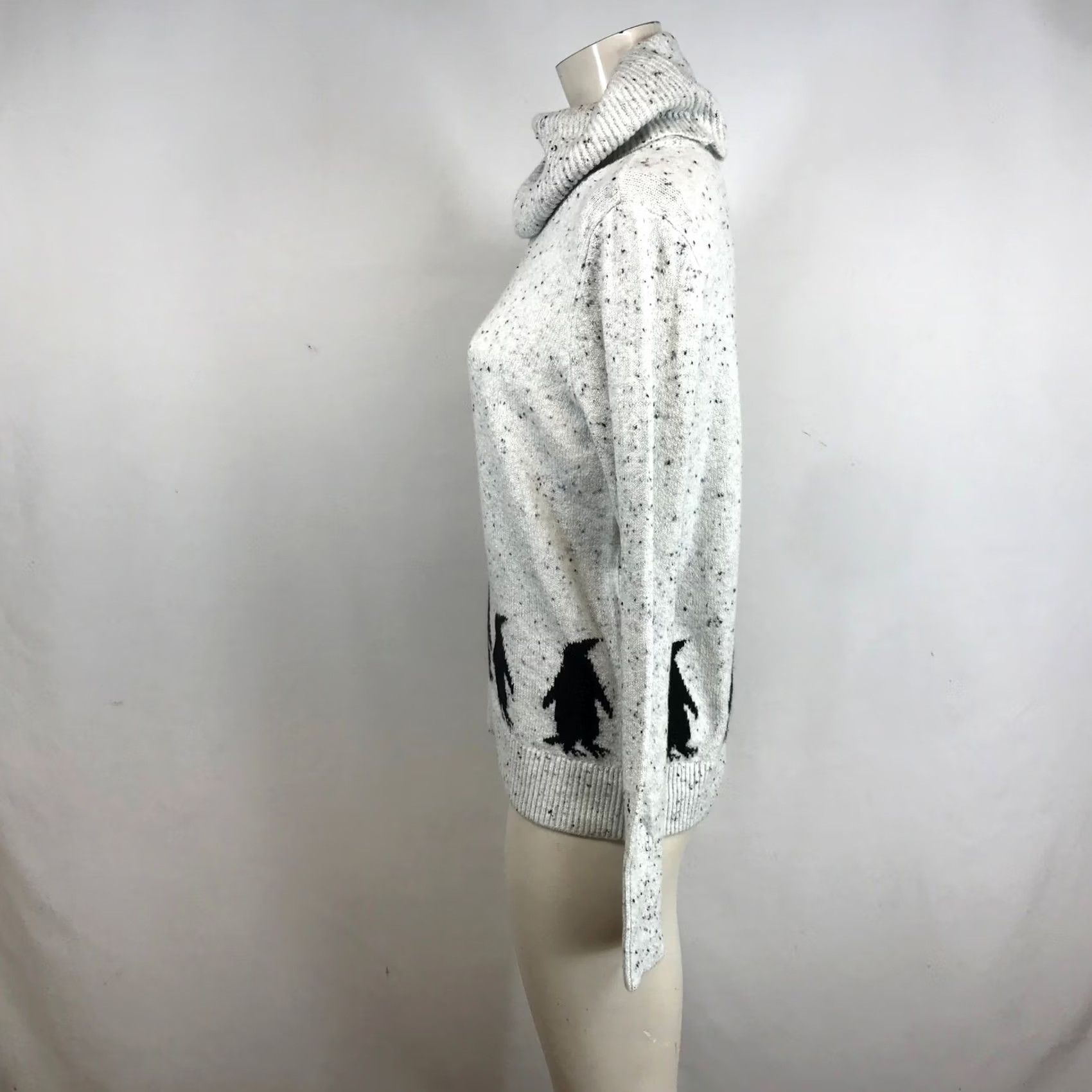 Loft VINTAGE LOFT Womens Gray Speckled Penguin Graphic Cowl Neck Knit Sweater S Size S / US 4 / IT 40 - 6 Thumbnail