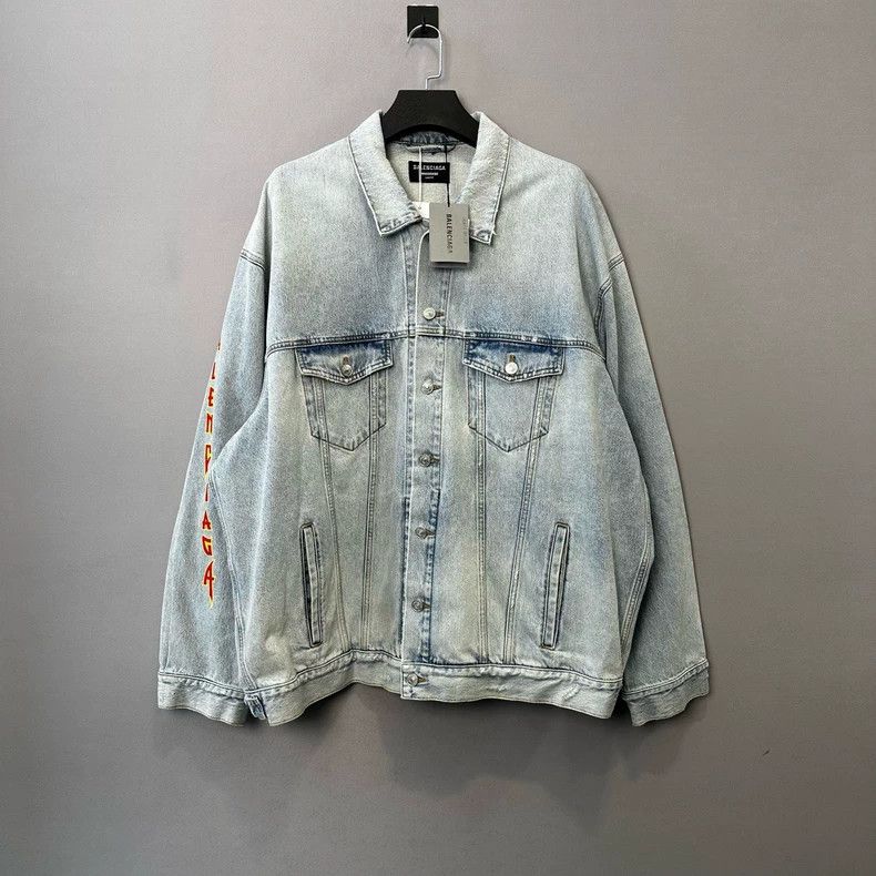 Balenciaga Balenciaga Flame Letter Denim Jacket Size US L / EU 52-54 / 3 - 1 Thumbnail