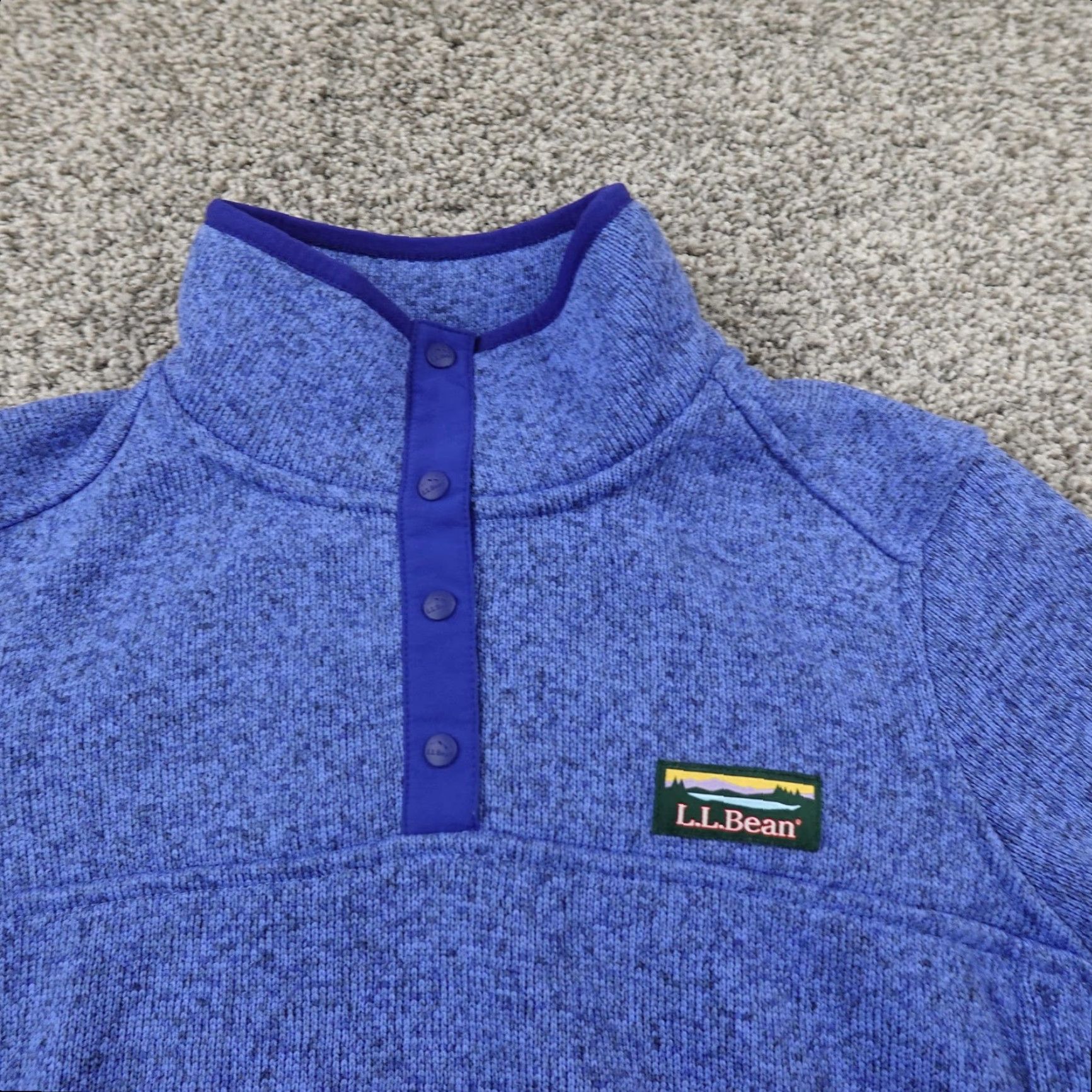 Vintage L.L. Bean Sweater Womens S Blue Katahdin Snap Neck Fleece Pullover Outdoor Hiking Raglan Sleeve Mock Neck Size S / US 4 / IT 40 - 3 Thumbnail