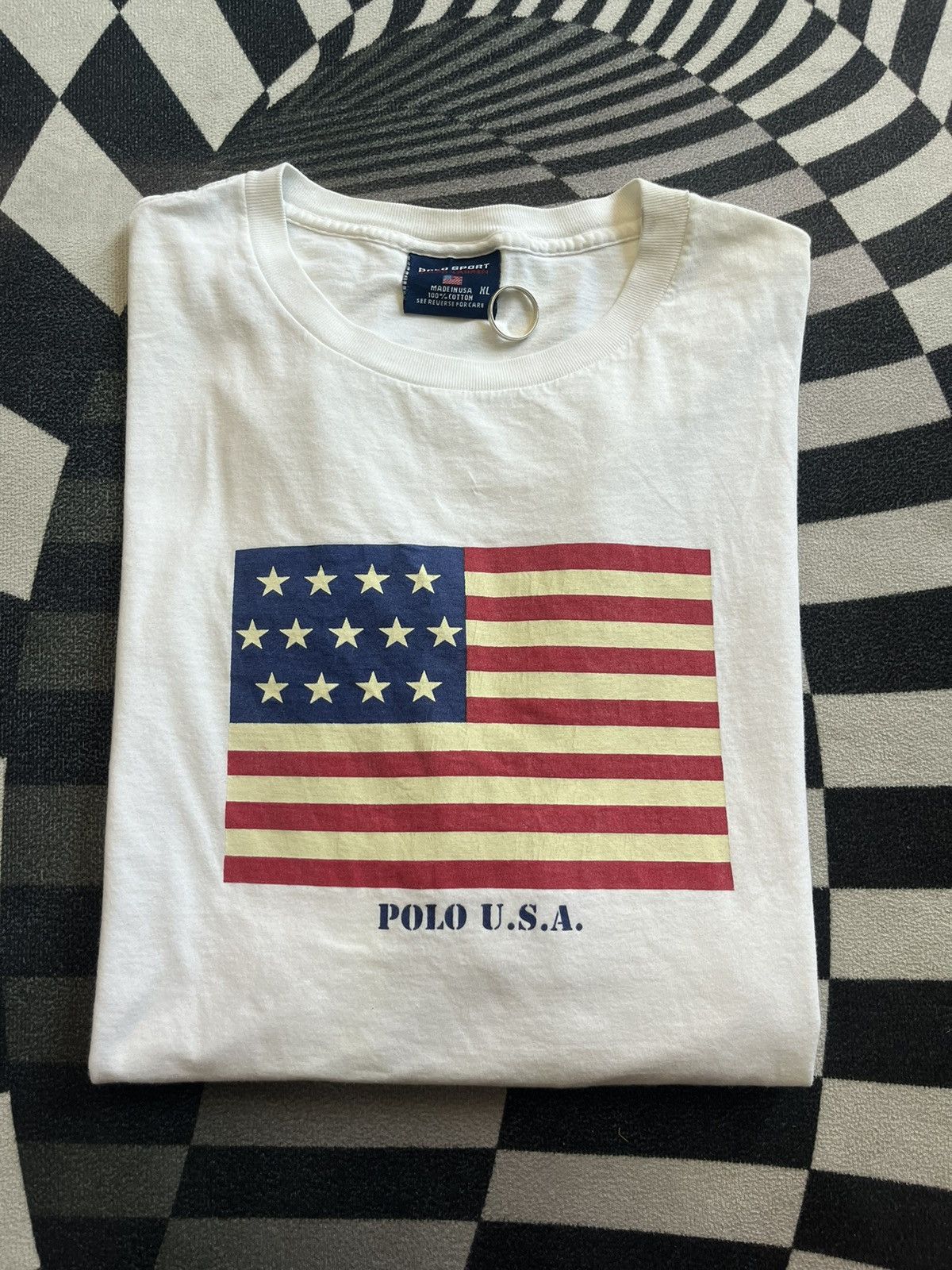 Polo Ralph Lauren Vintage POLO SPORT RALPH LAUREN U.S.A. Flag 90’s Tshirt Size US XL / EU 56 / 4 - 1 Thumbnail