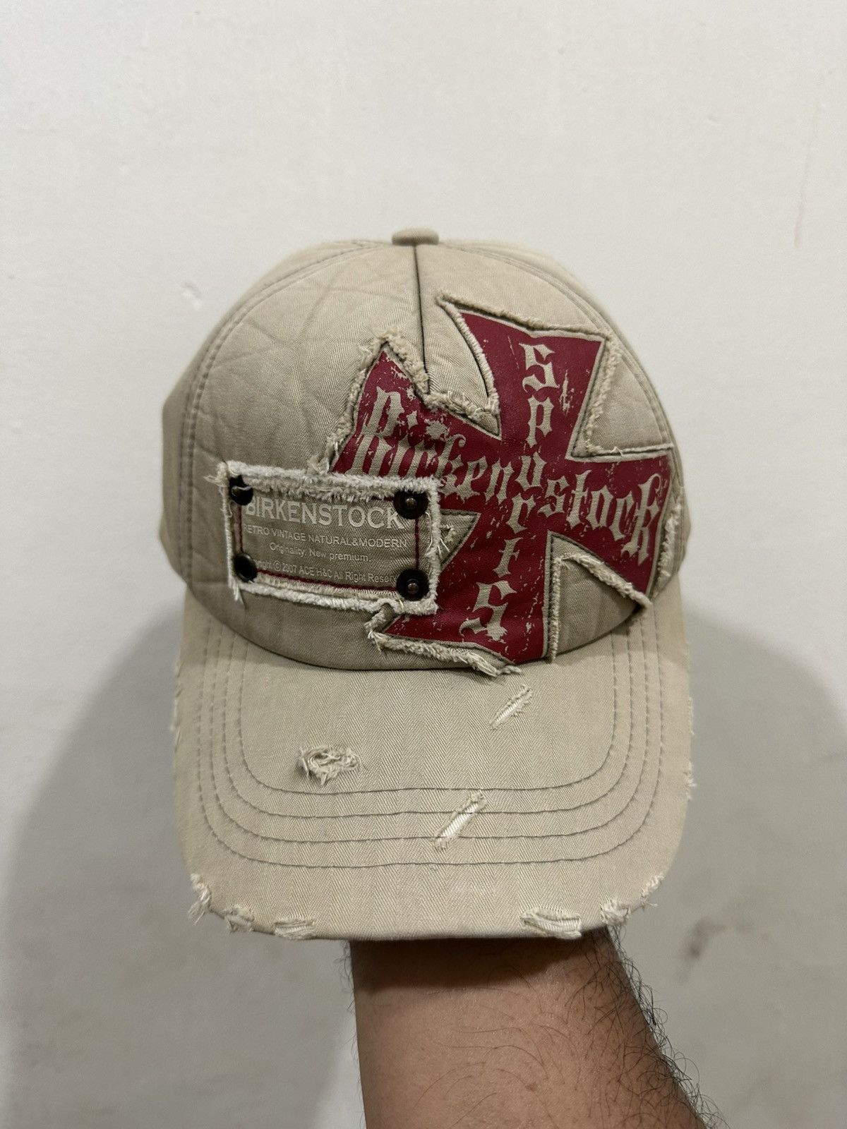 Japanese Brand VTG Cross BRIKENSTOCK Sports Distress Hat Size ONE SIZE - 2 Thumbnail