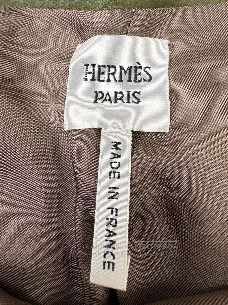 Hermes Hermes Beige green silver buttoned shorts, 100% calf leath Size 42" / US 20 - 2 Thumbnail