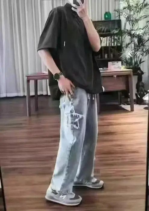 Japanese Brand × Jean Vintage Star Embroidered Jeans Retro Washed Pants Size US 32 / EU 48 - 2 Thumbnail