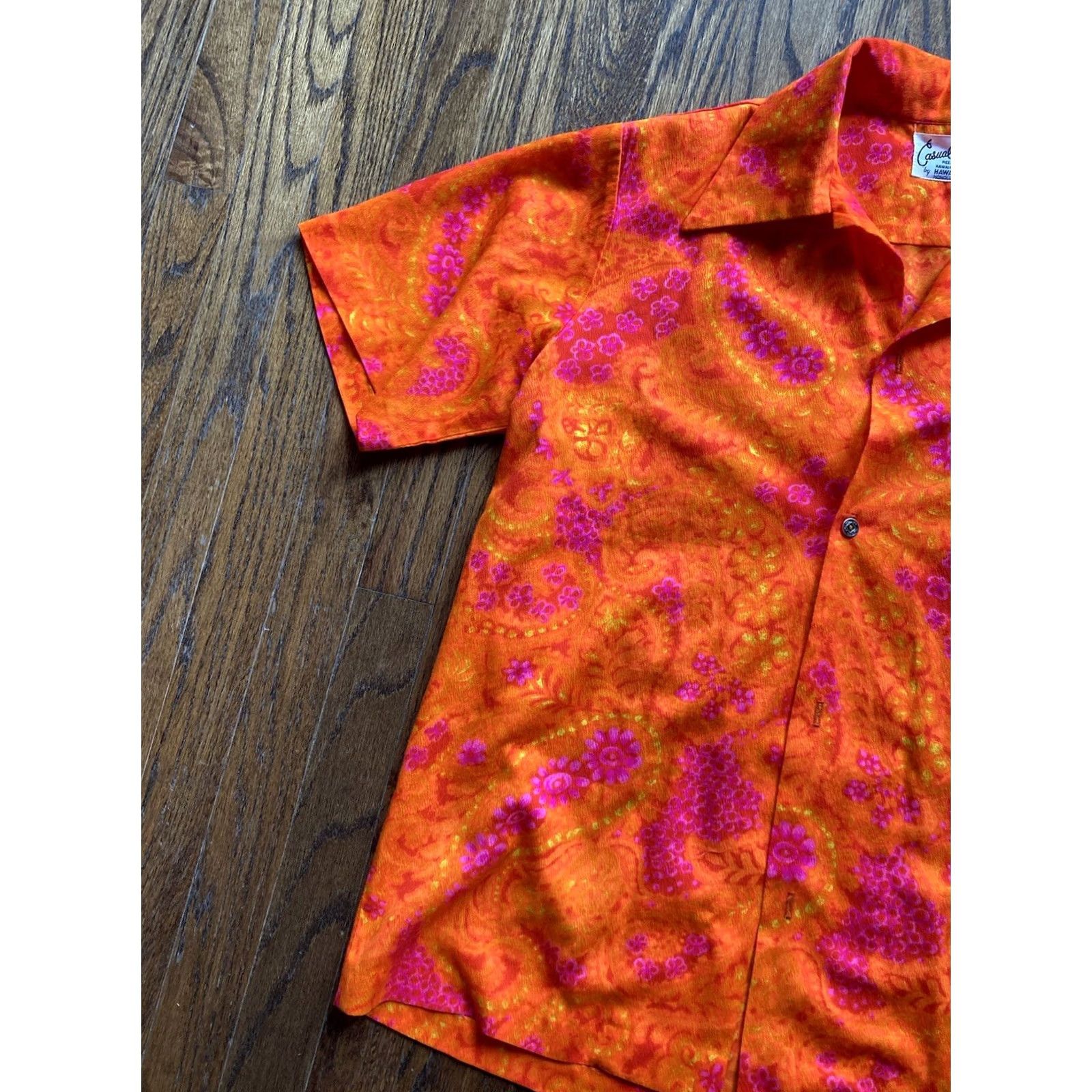Vintage VINTAGE 50s 60s Casual Aire Hawaiian Shirt Medium Orange Cotton Rockabilly Casual Ceire Men’s Ladies Size US M / EU 48-50 / 2 - 2 Thumbnail