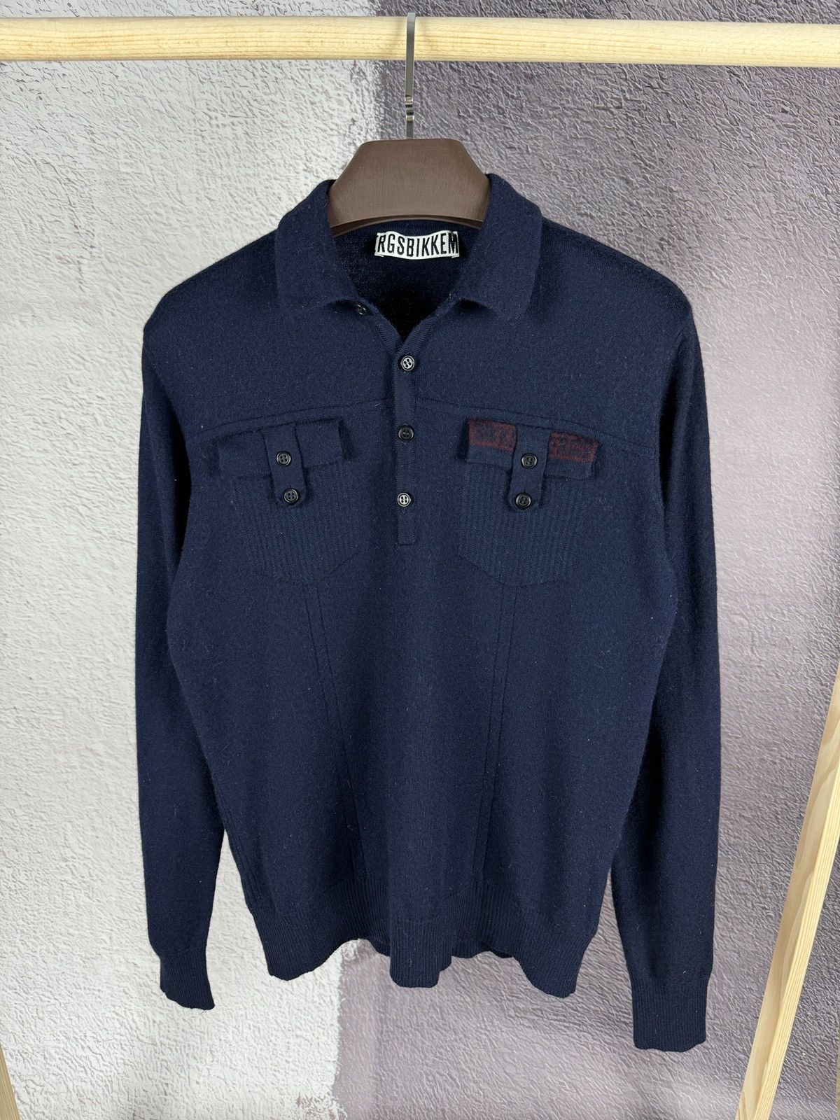 Dirk Bikkembergs Bikkembergs wool two pockets long sleeve polo shirt Size US L / EU 52-54 / 3 - 1 Thumbnail