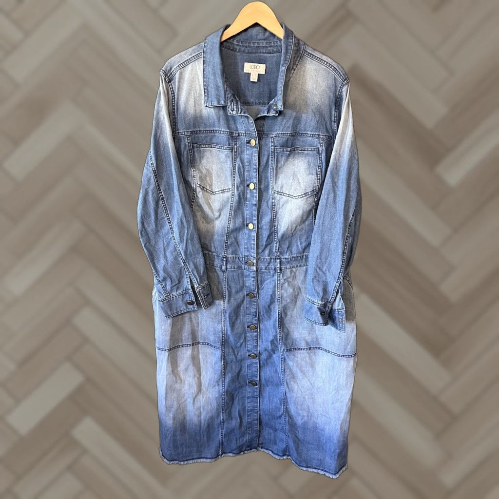 Vintage LOGO by Lori Goldstein Womens Denim Shirt Dress Long Sleeve 28W Blue Plus Size 28W Size 4XL / US 24-26 - 1 Thumbnail