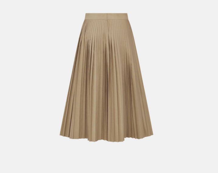 Dior o1w1db10925 441J69 Pleated Mid-Length Midi Skirt in Beige Size 27" / US 4 / IT 40 - 2 Thumbnail