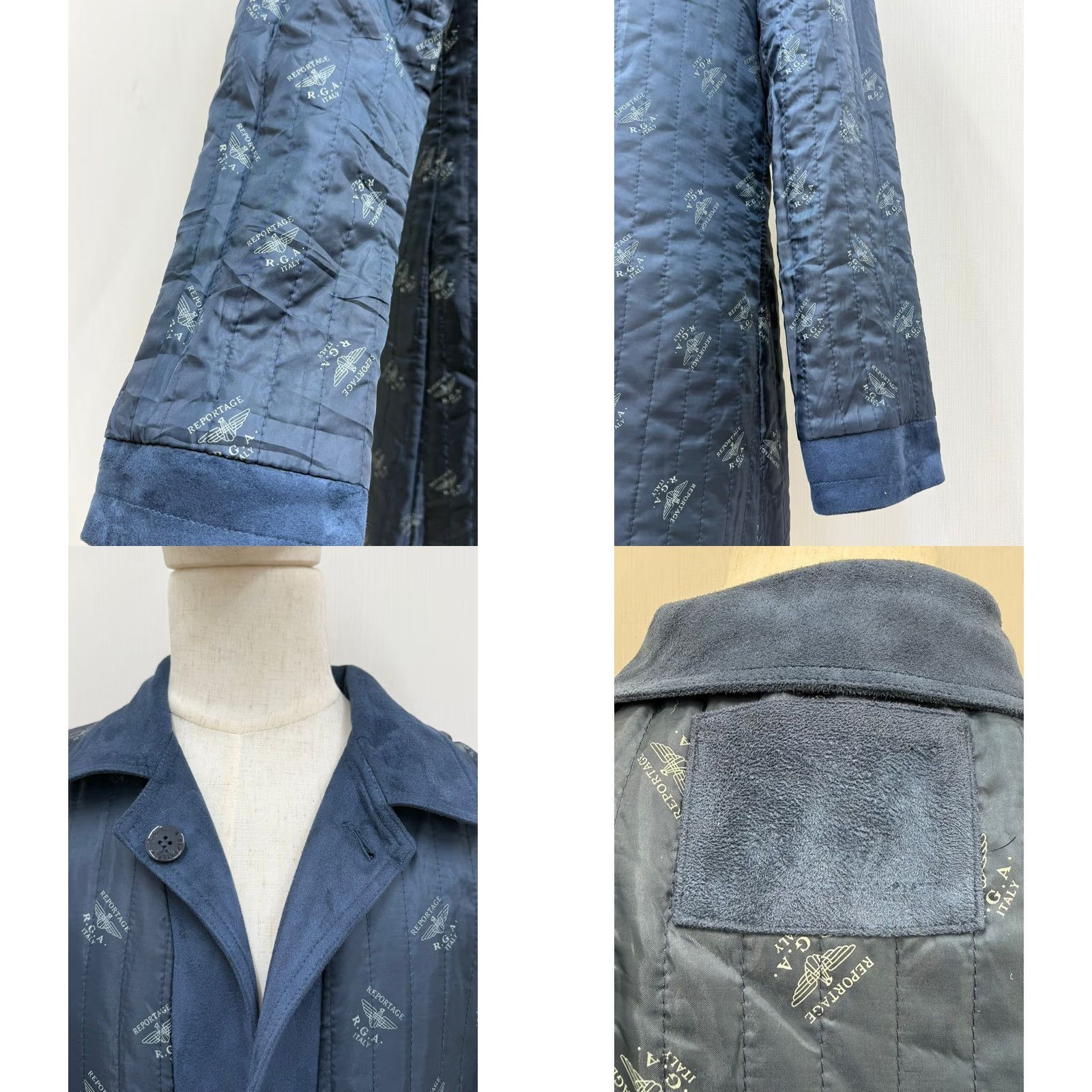 Vintage Women's Blue Leather Overcoat Shirt Jacket? (Size M) Italian Leather Long Coat with Pockets, Premium Soft Shearling Lining, Fall/Winter, Regular Fit Size M / US 6-8 / IT 42-44 - 10 Thumbnail