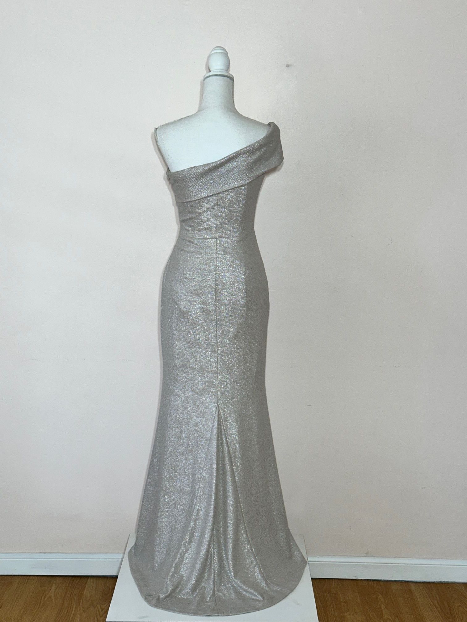 Other Eliza J Champagne Silver Textured One Shoulder Gown Size XS / US 0-2 / IT 36-38 - 5 Thumbnail