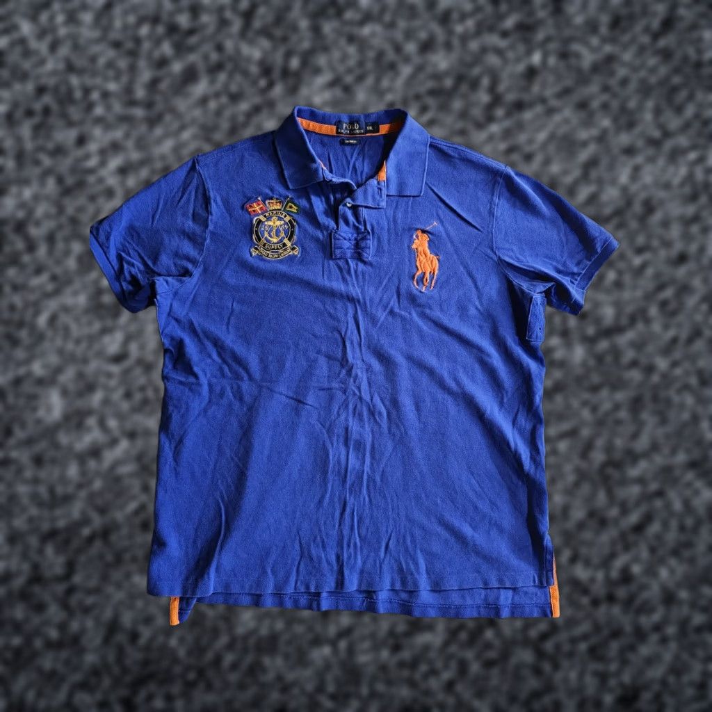 Polo Ralph Lauren VINTAGE Polo Ralph Lauren Marine Supply Big Pony Logo Short Sleeve Shirt Mens XL Blue Polo Shirt Mens XL Blue Vintage Size US XL / EU 56 / 4 - 1 Thumbnail