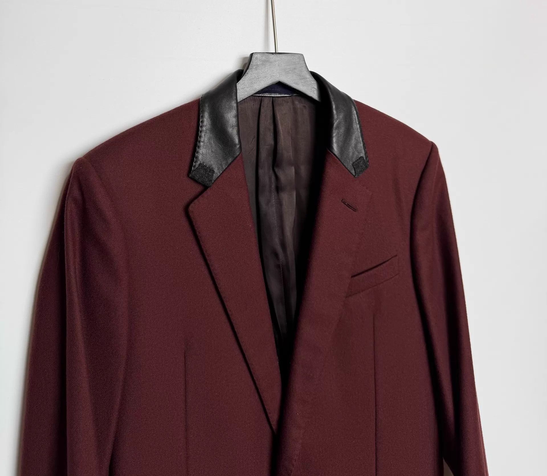 Lanvin Lanvin Leather Collar Chesterfield Dark Red Wool 46 95New Size US S / EU 44-46 / 1 - 5 Thumbnail