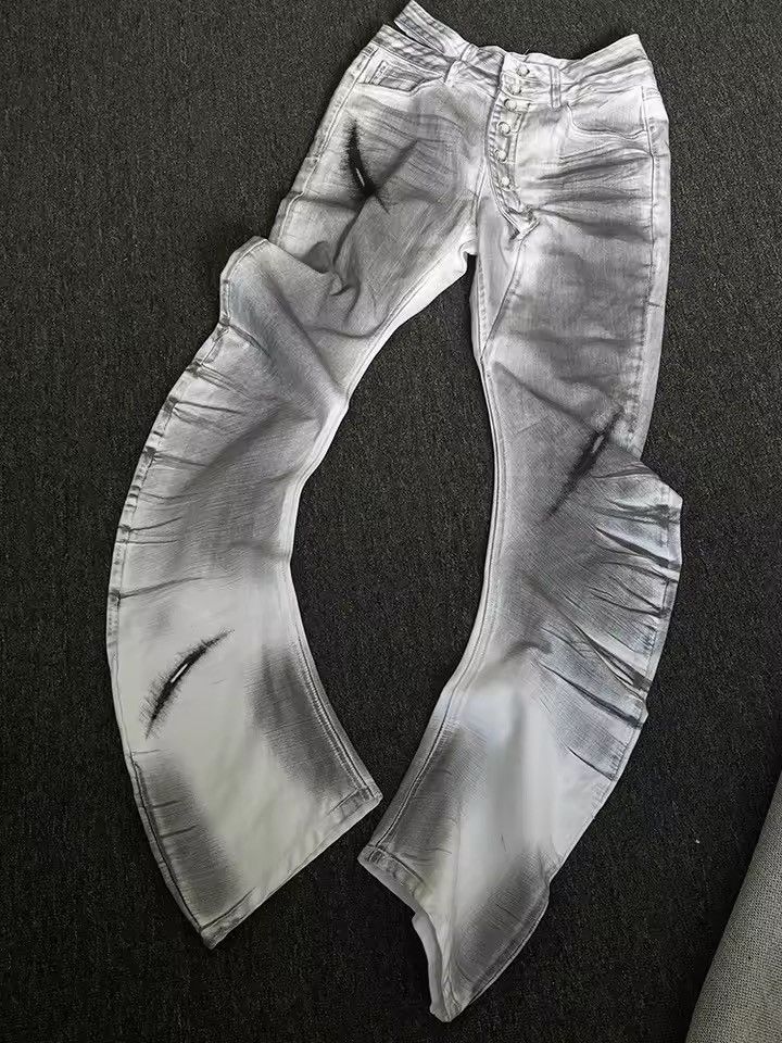 Jean Y2k style flared low waist washed jeans pants Size 28" / US 6 / IT 42 - 3 Thumbnail