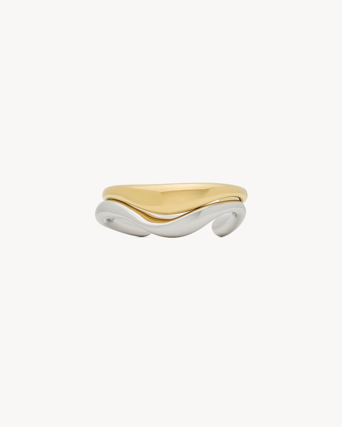 Saint Laurent Paris o1bcso1str0226 Size:M/Wavy Cuff In Metal in Silver Size ONE SIZE - 4 Thumbnail
