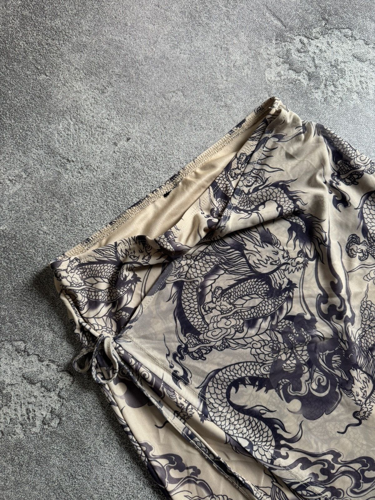 Japanese Brand Y2K Avantgarde long skirt all printed dragon 🐉 mesh Size 26" / US 2 / IT 38 - 3 Thumbnail