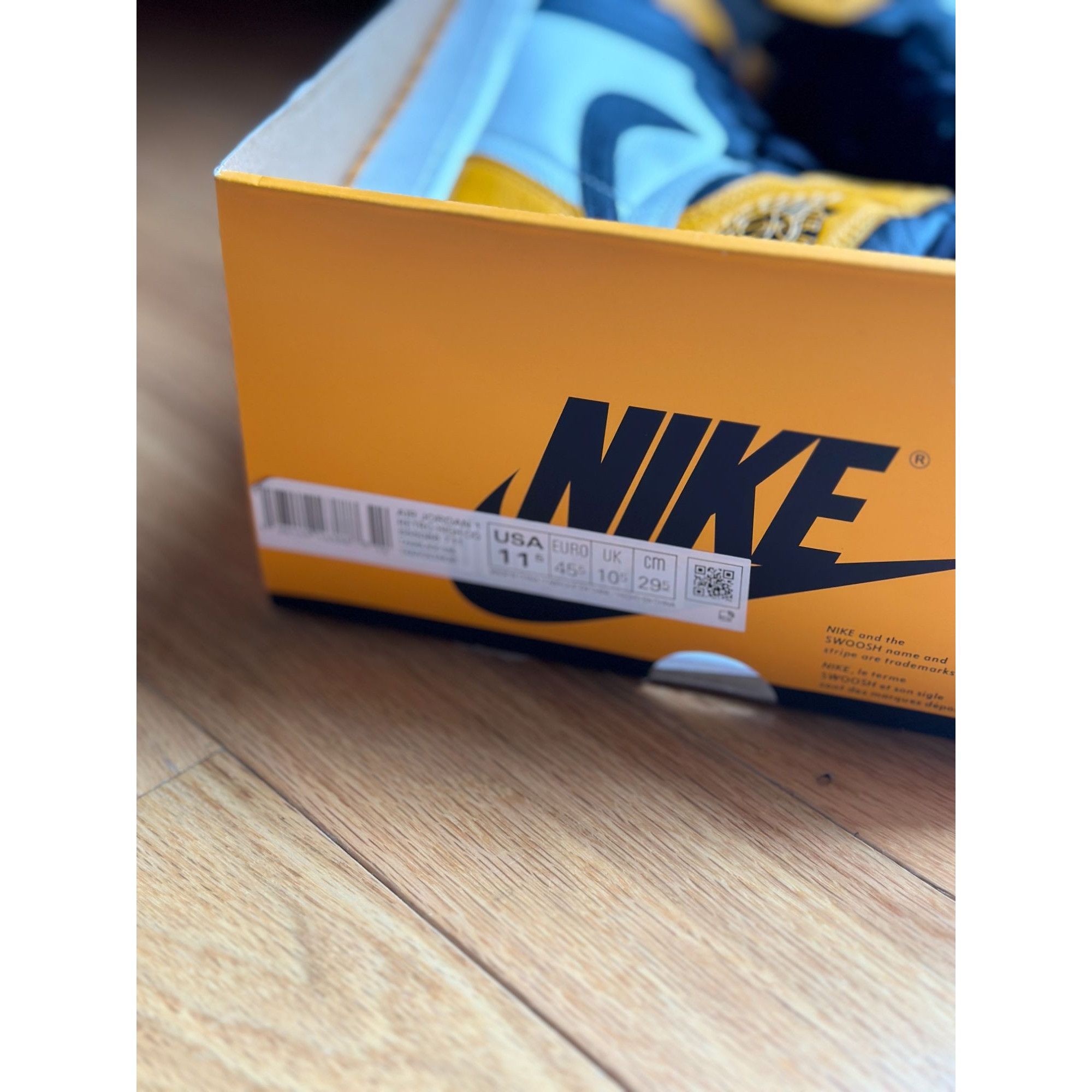 Nike 555088 711 NIKE AIR JORDAN 1 “TAXI YELLOW TOE” RETRO HIGH OG Size US 11.5 / EU 44-45 - 10 Thumbnail