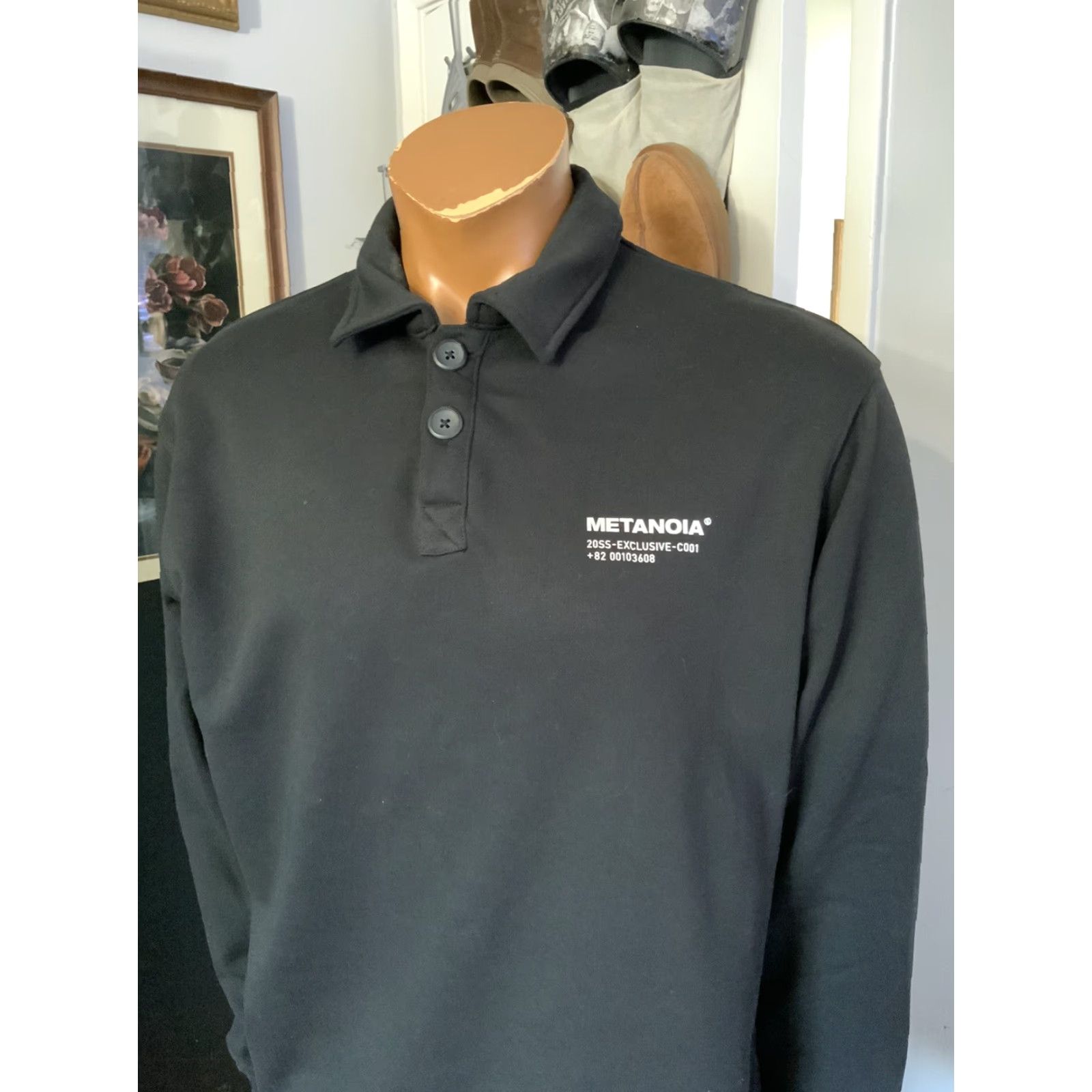 Vintage VINTAGE SPAO Metanoia Exclusive French Terry Fleece Black Rugby Pullover Sweatshirt Sz.M Mens Size US M / EU 48-50 / 2 - 8 Thumbnail