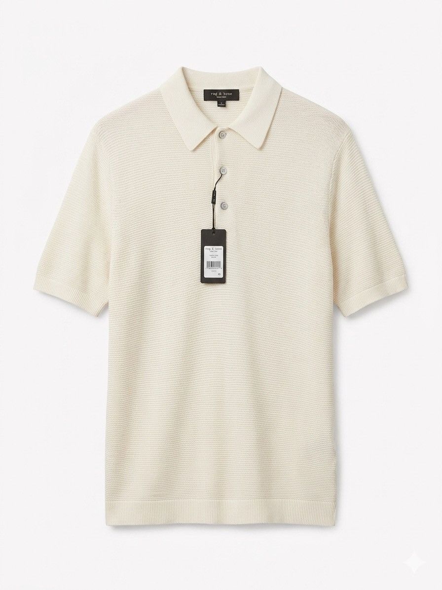 Rag & Bone rag & bone Lewis Polo Ivory Knit Sweater Shirt NWT XL Size US XL / EU 56 / 4 - 1 Thumbnail