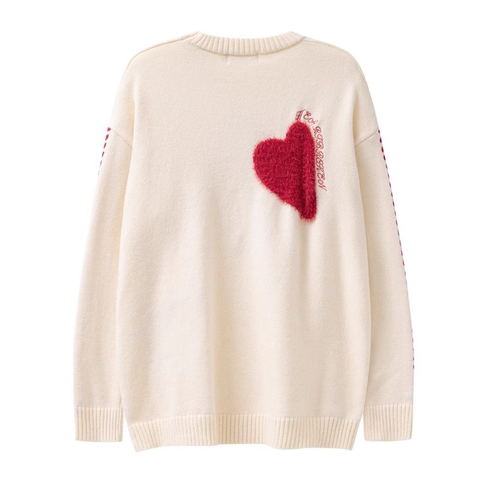 Japanese Brand × Vintage Heart embroidered round neck loose knitted sweater Size US L / EU 52-54 / 3 - 2 Thumbnail