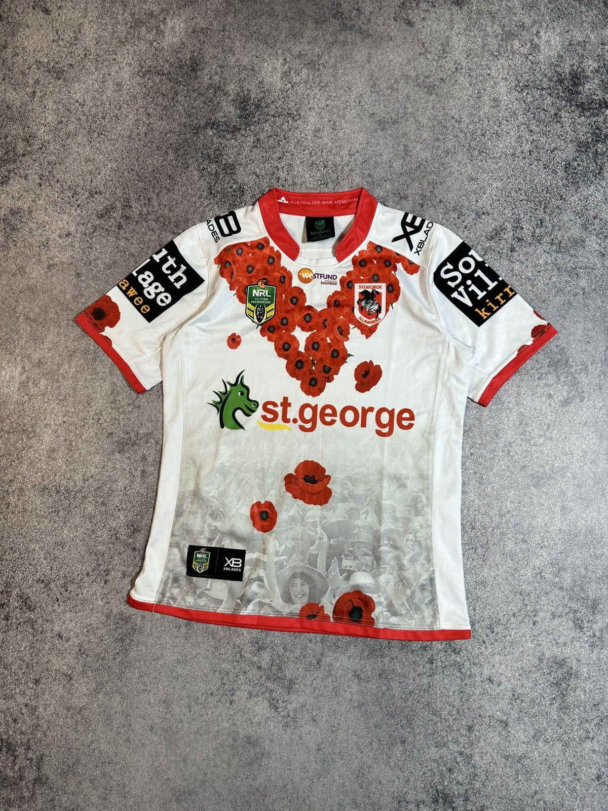 Vintage St George Illawarra NRL Telstra Rugby Shirt Anzac Day M 2004 Size US M / EU 48-50 / 2 - 2 Thumbnail