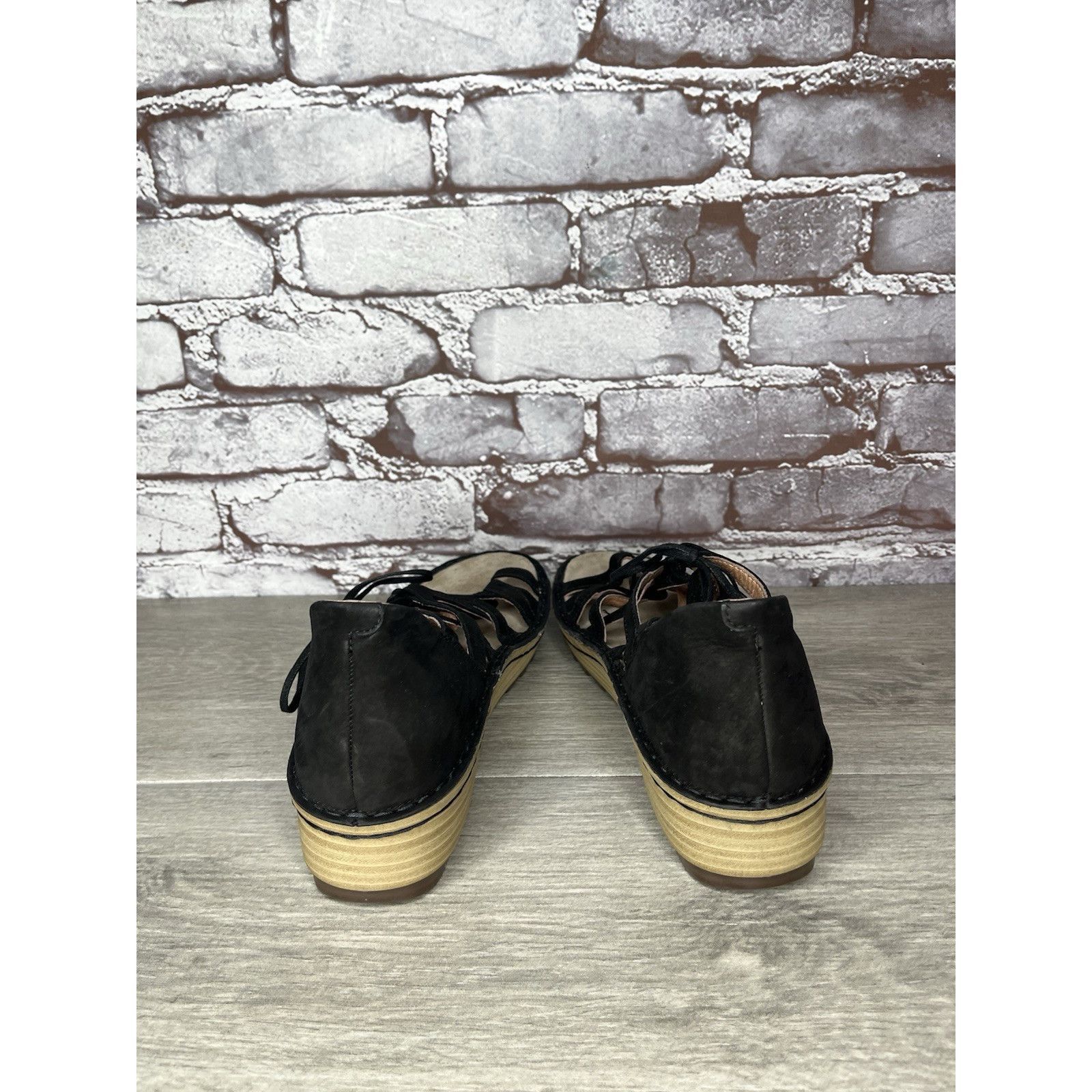 Nat Nast Naot Black Suede Leather Lace Up Open Toe Wedge Sandals Wome Size US 8.5 / IT 38.5 - 11 Thumbnail