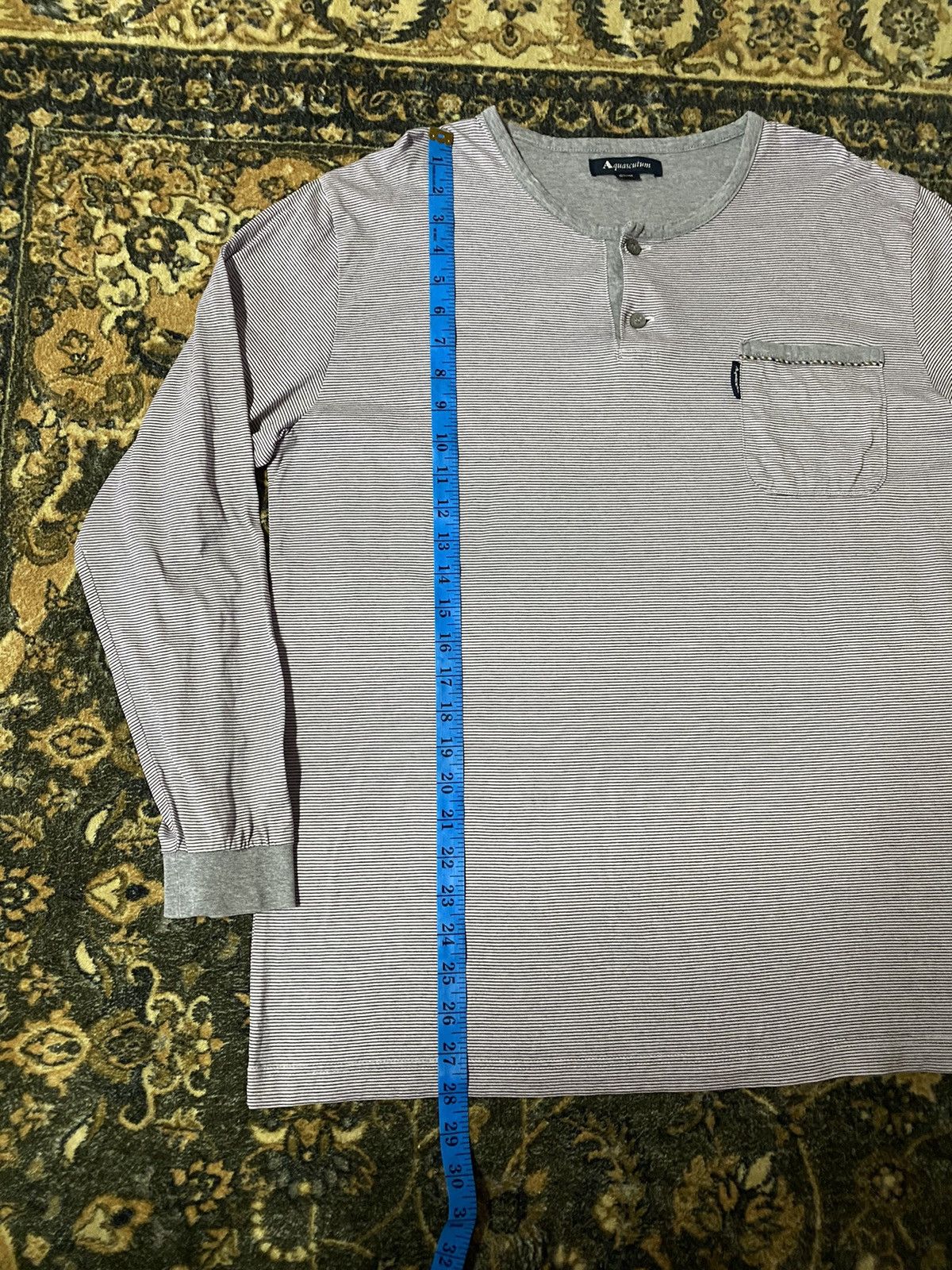 Aquascutum Vintage Aquascutum Single Pocket Striped Long Sleeve T-Shirt Size US L / EU 52-54 / 3 - 9 Thumbnail