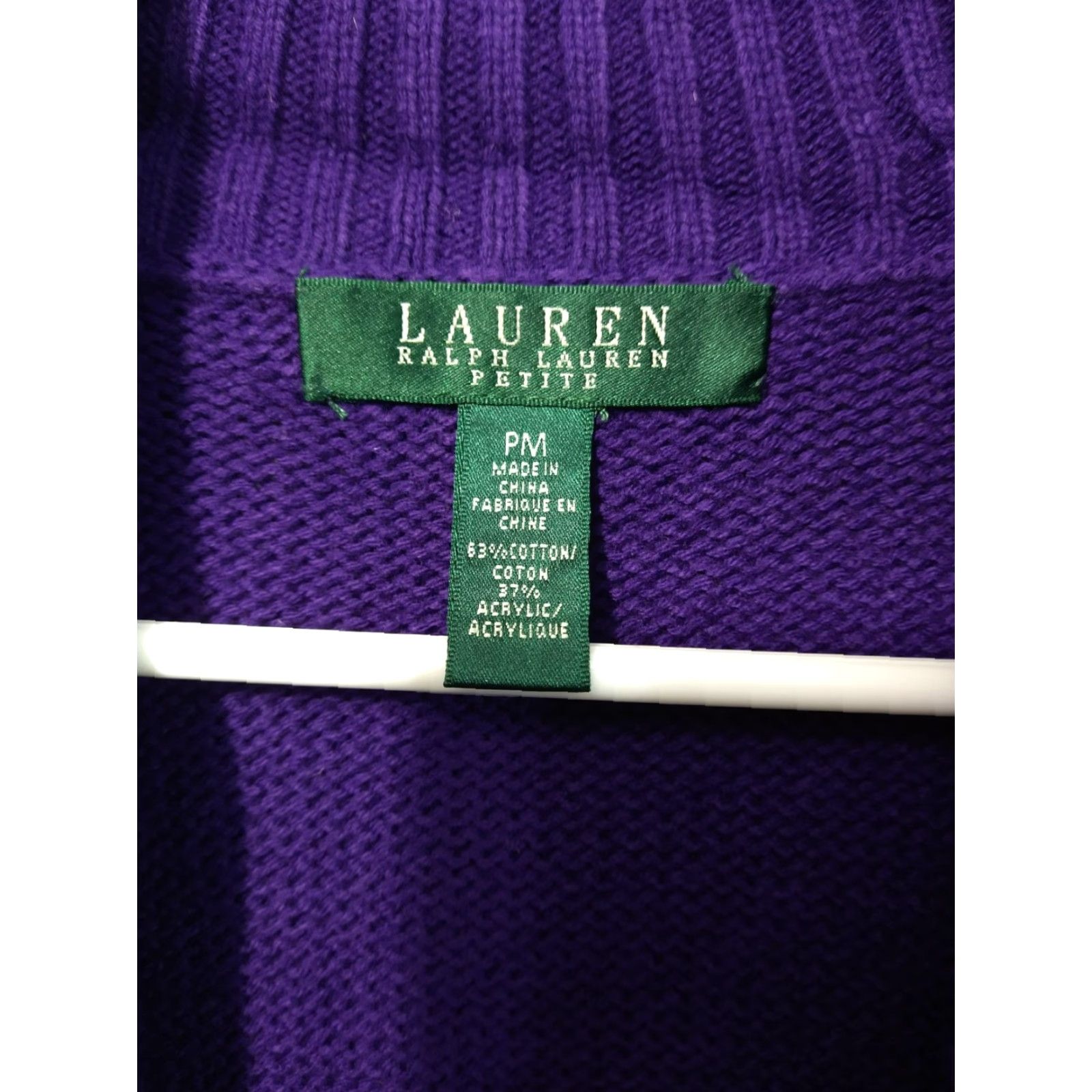 Ralph Lauren Lauren Ralph Lauren Cardigan Sweater Womens Medium Petite Purple Cowl Neck Cotton Knit Solid Size M / US 6-8 / IT 42-44 - 5 Thumbnail