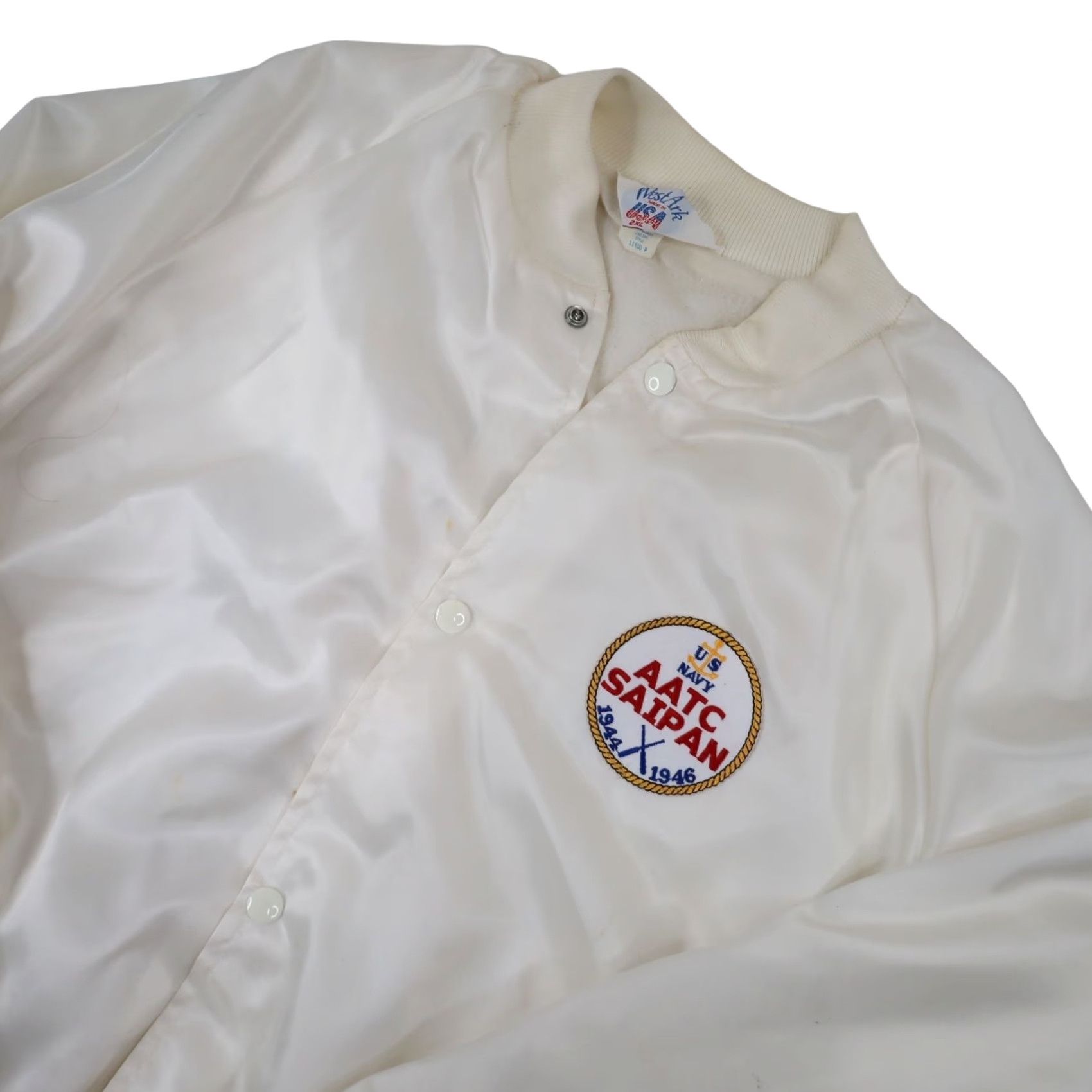 Vintage VINTAGE USNTS US Navy Fightin Blue Jackets Graphic Satin Jacket Shirt Mens XXL White- 2XL Bomber Jacket Size US XXL / EU 58 / 5 - 3 Thumbnail