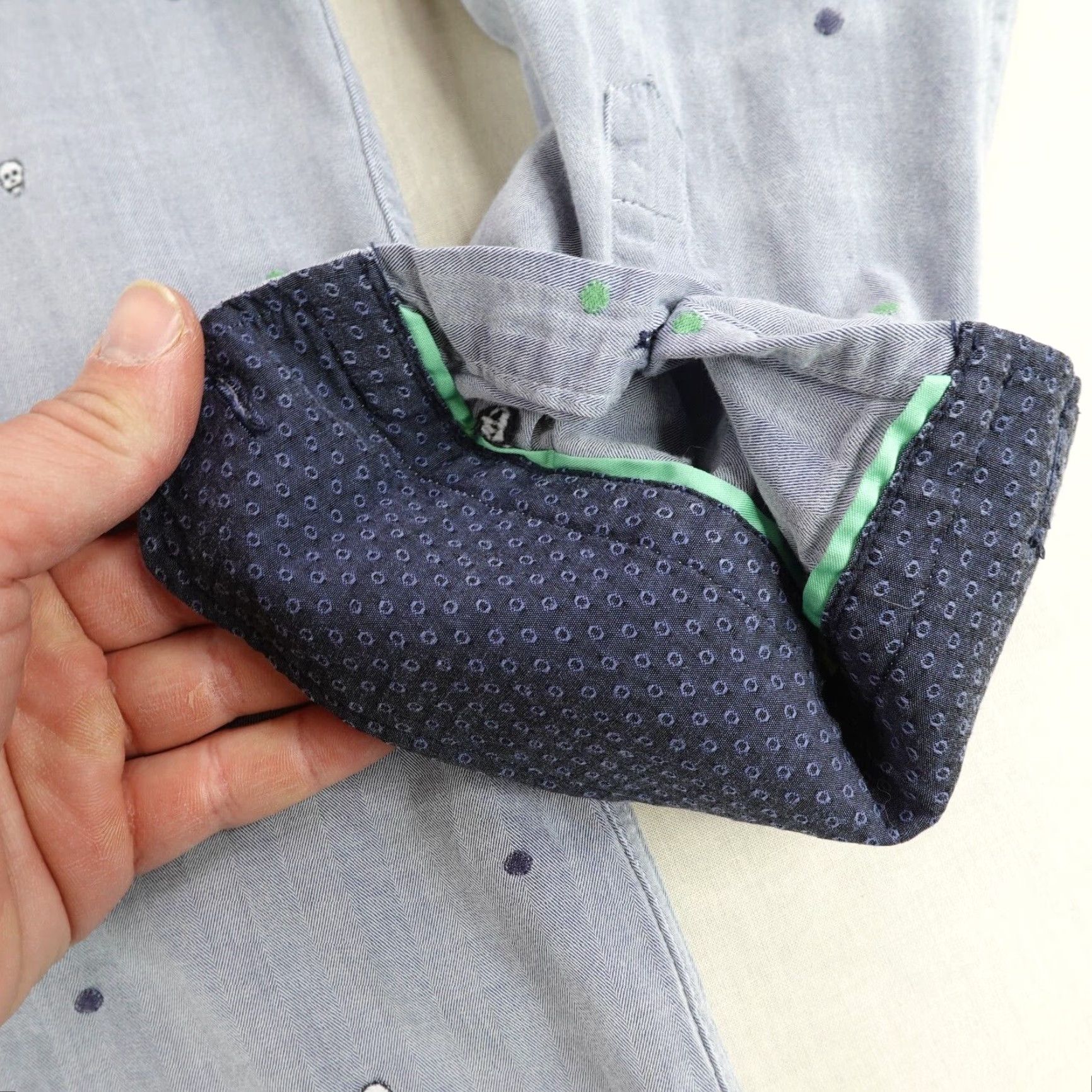 Luchiano Visconti VINTAGE Luchiano Visconti Shirt Men XL Blue Skull Polka Dot Button-Up Long Sleeve Casual Business Party Size US XL / EU 56 / 4 - 4 Thumbnail