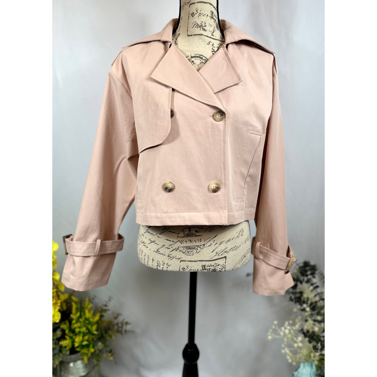 Other Elodie Eleanor Cropped Buckle Cuff Trench Coat Baby Pink M Size M / US 6-8 / IT 42-44 - 3 Thumbnail